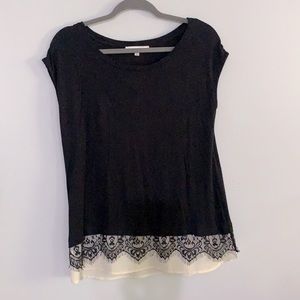 Rose + Olive T-shirt with layered lace bottom